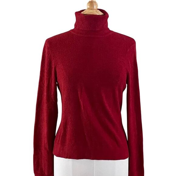 Cozy Soft Red Chenille Turtleneck Knit / Sweater Size L, Relaxed, Lounge, L - Picture 1 of 9